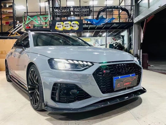Audi RS4 B9.5 2020 2021 2022 2023 2024 with Aftermarket Parts - Front Lip Pre-preg Carbon Fiber from Karbel Carbon