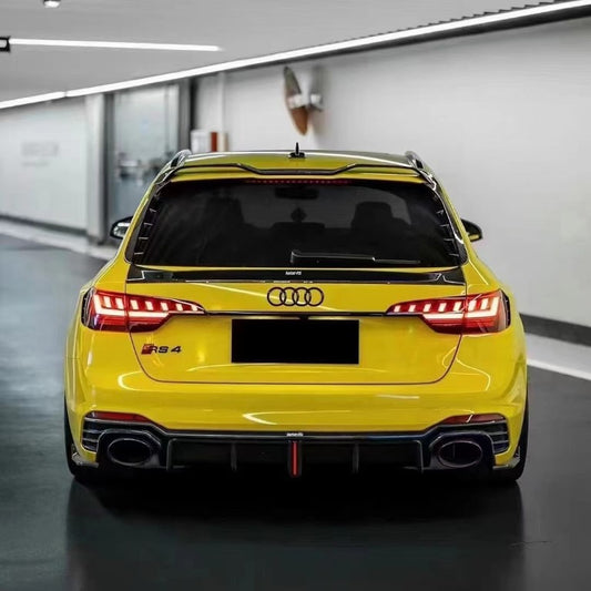 Audi RS4 B9.5 2020 2021 2022 2023 2024 with Aftermarket Parts - Rear Diffuser & Canards Pre-preg Carbon Fiber from Karbel Carbon