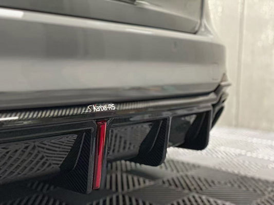 Audi RS4 B9.5 2020 2021 2022 2023 2024 with Aftermarket Parts - Rear Diffuser & Canards Pre-preg Carbon Fiber from Karbel Carbon