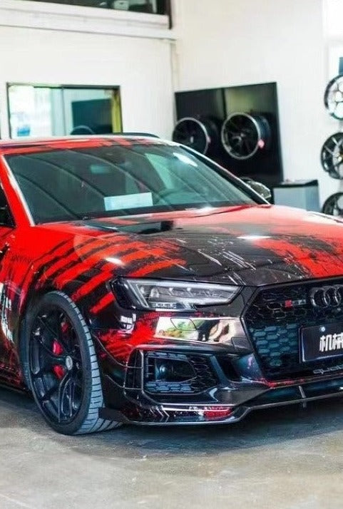 Audi RS4 B9 / B9.5 2018 2019 2020 2021 2022 2023 2024 with Aftermarket Parts - Front Canards Pre-preg Carbon Fiber from Karbel Carbon