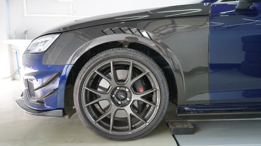 Audi S4 A4 B9 2017 2018 2019 & S4 A4 B9.5 2020 2021 2022 2023 2024 With Aftermarket Parts - Front Fenders Pre-preg Carbon Fiber from Karbel Carbon