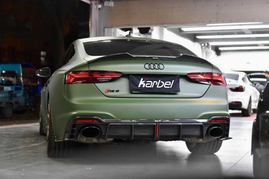 Audi RS5 S5 A5 B9 / B9.5 2017 2018 2019 2020 2021 2022 2023 2024 2025 with Aftermarket Parts - Rear Lip Spoiler Pre-preg Carbon Fiber from Karbel Carbon