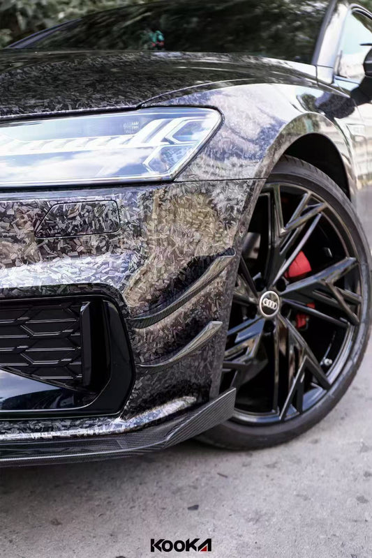 Audi S7 A7 (with s-line bumper) C8 2019-ON with Aftermarket Parts - Front Canards Pre-preg Carbon Fiber from Karbel Carbon