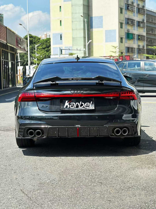 Audi RS7 S7 A7 C8 2019-ON with Aftermarket Parts - V2 Style Rear Spoiler Pre-preg Carbon Fiber from Karbel Carbon