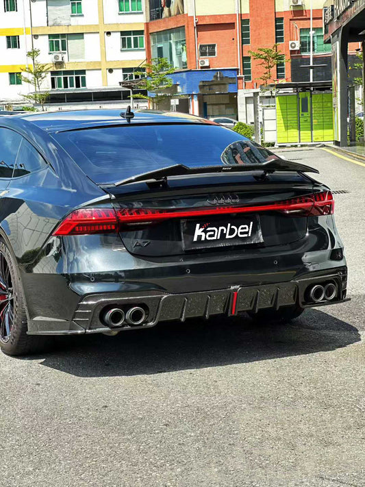 Audi RS7 S7 A7 C8 2019-ON with Aftermarket Parts - V2 Style Rear Spoiler Pre-preg Carbon Fiber from Karbel Carbon