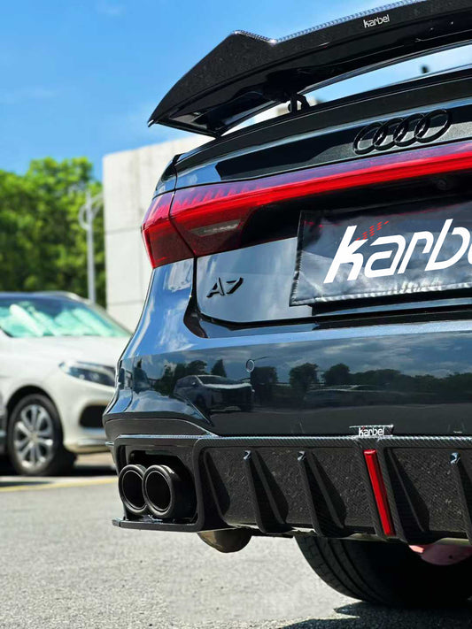 Audi RS7 S7 A7 C8 2019-ON with Aftermarket Parts - V2 Style Rear Spoiler Pre-preg Carbon Fiber from Karbel Carbon