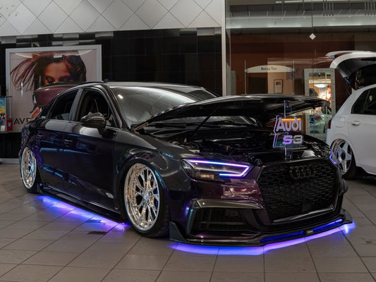 Audi S3 A3 (with S-bumper) 8.5V 2017 2018 2019 2020 with Aftermarket Parts - Upper Valences Pre-preg Carbon Fiber from Karbel Carbon