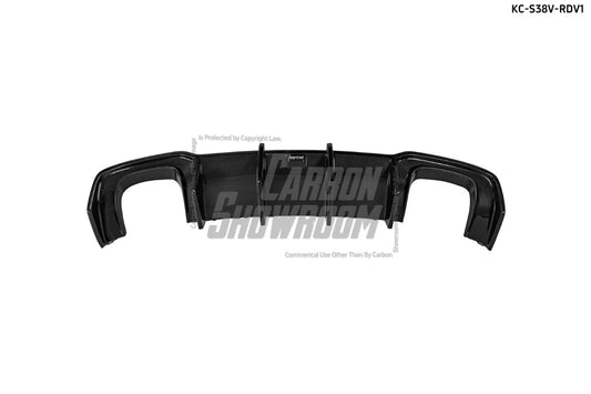 Audi S3 A3 S-line (with s-line bumper) 8V.5 2017 2018 2019 2020 With Aftermarket Parts - V1 Without LED Light Style Rear Diffuser Pre-preg Carbon Fiber from Karbel Carbon