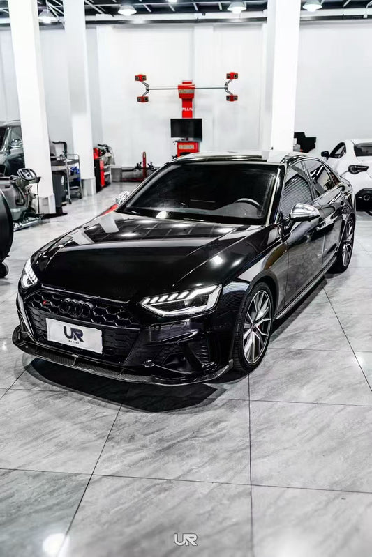 Audi S4 A4 S-line (with s-line bumper, does not fit base model) B9.5 2020 2021 2022 2023 2024 with Aftermarket Parts - Front Lip Pre-preg Carbon Fiber from Karbel Carbon