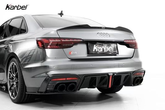 Audi S4 B9.5 2020 2021 2022 2023 2024 with Aftermarket Parts - V3 Rear Diffuser & Canards Pre-preg Carbon Fiber from Karbel Carbon