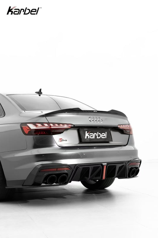 Audi S4 B9.5 2020 2021 2022 2023 2024 with Aftermarket Parts - V3 Rear Diffuser & Canards Pre-preg Carbon Fiber from Karbel Carbon