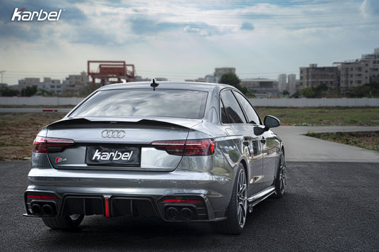 Audi S4 B9.5 2020 2021 2022 2023 2024 with Aftermarket Parts - V3 Rear Diffuser & Canards Pre-preg Carbon Fiber from Karbel Carbon