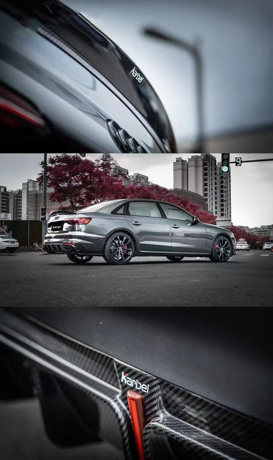 Audi S4 A4 B9 / B9.5 2017 2018 2019 2020 2021 2022 2023 2024 with Aftermarket Parts - Rear Spoiler Pre-preg Carbon Fiber from Karbel Carbon