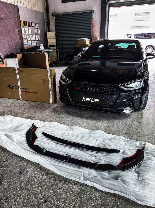 Audi S4 A4 S-line (with s-line bumper, does not fit base model) B9.5 2020-ON with Aftermarket Parts - Front Lip Pre-preg Carbon Fiber from Karbel Carbon