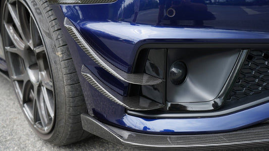 Audi S4 A4 S-line (with s-line bumper, does not fit base model) B9 2017-2018 with Aftermarket Parts - Front Canards Pre-preg Carbon Fiber from Karbel Carbon