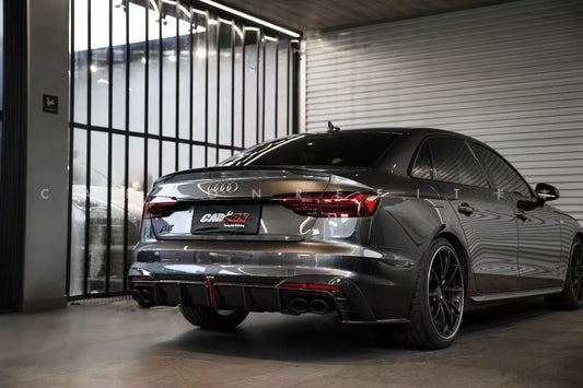 Audi S4 B9.5 2020-ON with Aftermarket Parts - Rear Diffuser & Canards V1 Style Pre-preg Carbon Fiber from Karbel Carbon