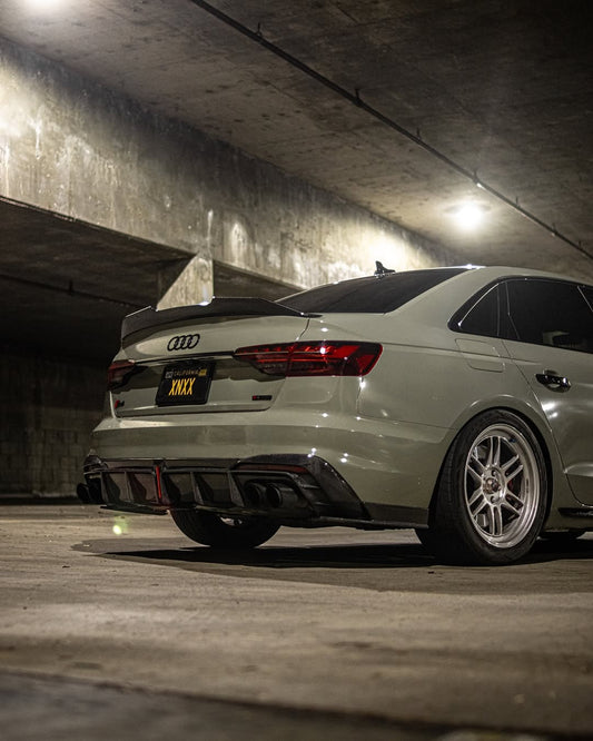 Audi S4 B9.5 2020-ON with Aftermarket Parts - Rear Diffuser & Canards V1 Style Pre-preg Carbon Fiber from Karbel Carbon