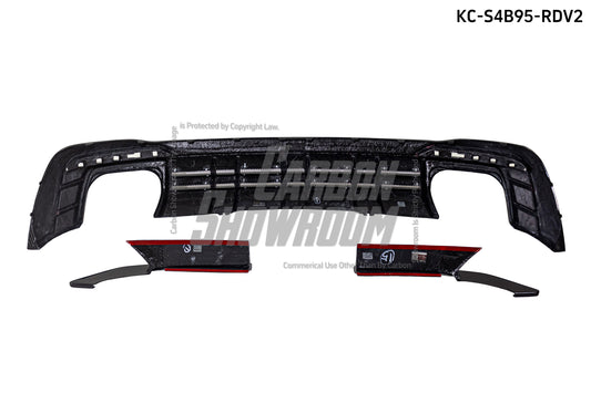 Audi S4 B9.5 2020-ON with Aftermarket Parts - V2 Style Rear Diffuser & Canards Pre-preg Carbon Fiber from Karbel Carbon