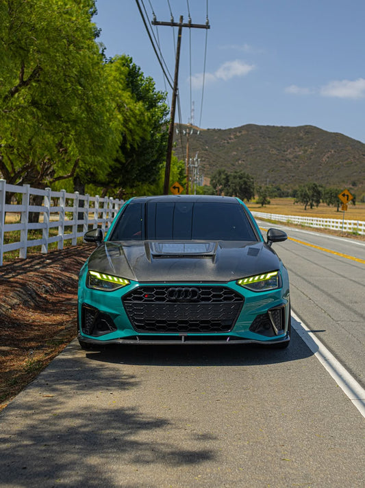 Audi S4 A4 S-line (with s-line bumper, does not fit base model) B9.5 2020-ON with Aftermarket Parts - Front Lip Pre-preg Carbon Fiber from Karbel Carbon
