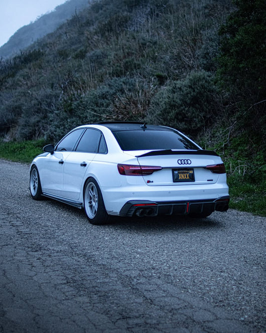 Audi S4 A4 B9 / B9.5 2017-ON with Aftermarket Parts - Side Skirts & Upper Side Skirt Trim Pre-preg Carbon Fiber from Karbel Carbon