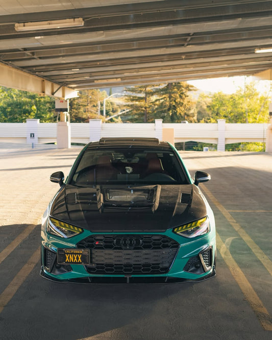 Audi S4 A4 S-line (with s-line bumper, does not fit base model) B9.5 2020-ON with Aftermarket Parts - Front Lip Pre-preg Carbon Fiber from Karbel Carbon