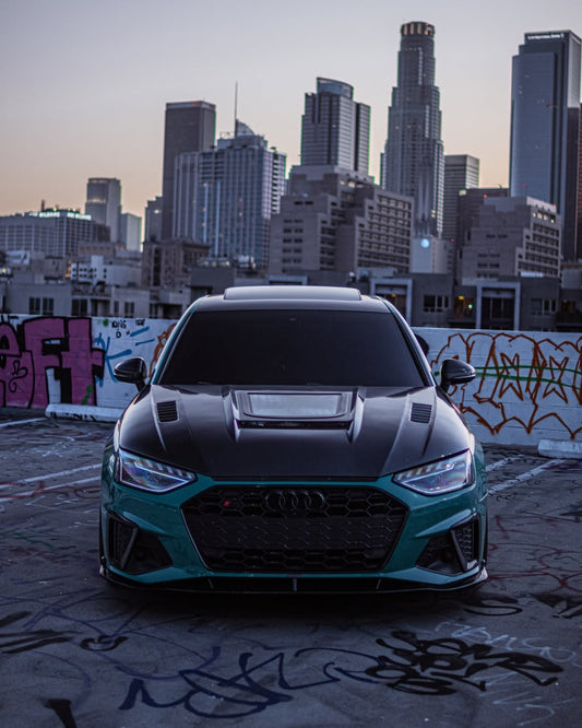 Audi S4 A4 S-line (with s-line bumper, does not fit base model) B9.5 2020-ON with Aftermarket Parts - Front Lip Pre-preg Carbon Fiber from Karbel Carbon