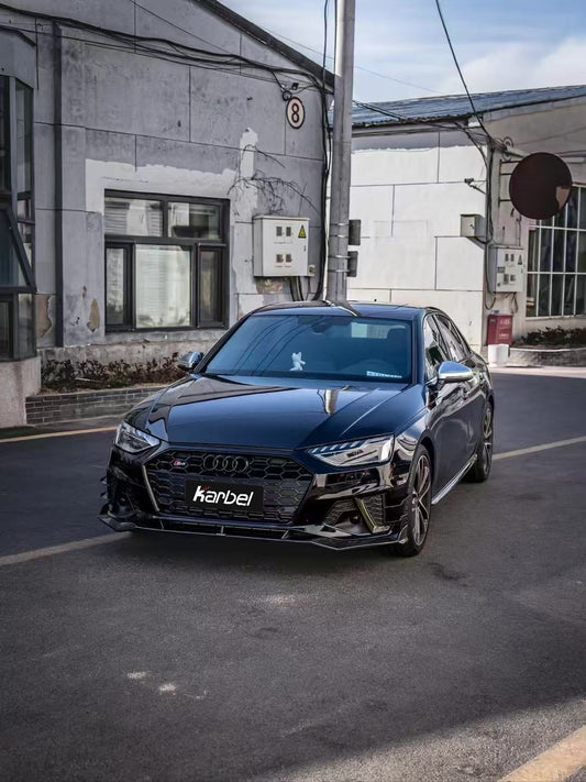 Audi S4 A4 S-line (with s-line bumper, does not fit base model) B9.5 2020-ON with Aftermarket Parts - Upper Valences Pre-preg Carbon Fiber from Karbel Carbon