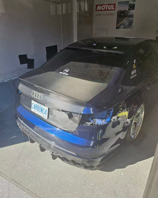 Audi S4 A4 B9 / B9.5  2017 2018 2019 2020 2021 2022 2023 2024 with Aftermarket Parts - Rear Trunk Lid Pre-preg Double-sided Carbon Fiber from Karbel Carbon