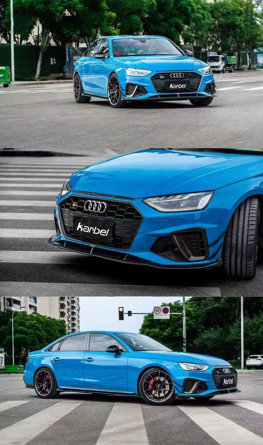 Audi S4 A4 S-line (with s-line bumper, does not fit base model) B9.5 2020-ON with Aftermarket Parts - Front Lip Pre-preg Carbon Fiber from Karbel Carbon
