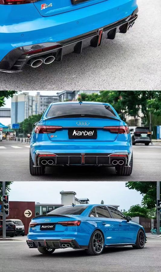 Audi S4 B9.5 2020-ON with Aftermarket Parts - Rear Diffuser & Canards V1 Style Pre-preg Carbon Fiber from Karbel Carbon