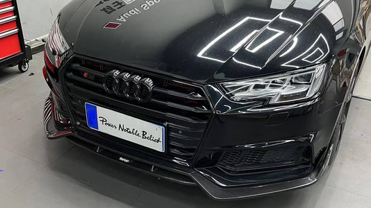 Audi S4 A4 S-line (with s-line bumper, does not fit base model) B9 2017 2018 with Aftermarket Parts - Front Lip Pre-preg Carbon Fiber from Karbel Carbon