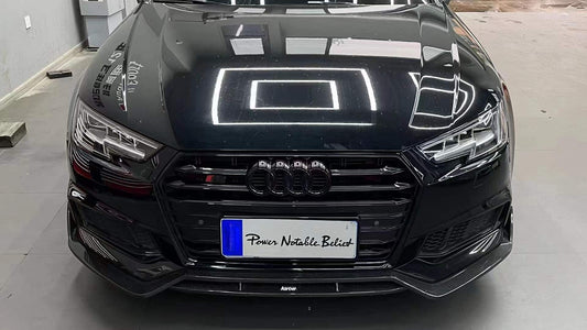 Audi S4 A4 S-line (with s-line bumper, does not fit base model) B9 2017 2018 with Aftermarket Parts - Front Lip Pre-preg Carbon Fiber from Karbel Carbon