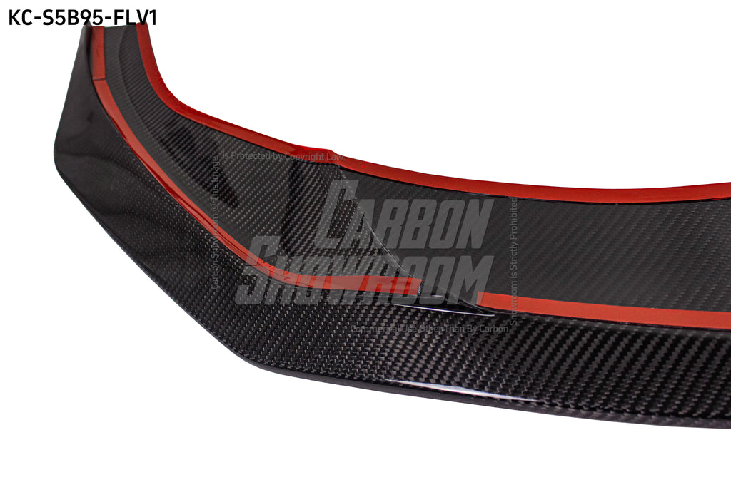 Audi S5 A5 (with s-line bumper, does not base model) B9.5 2020-ON with Aftermarket Parts - V1 Style Front Lip Pre-preg Carbon Fiber from Karbel Carbon