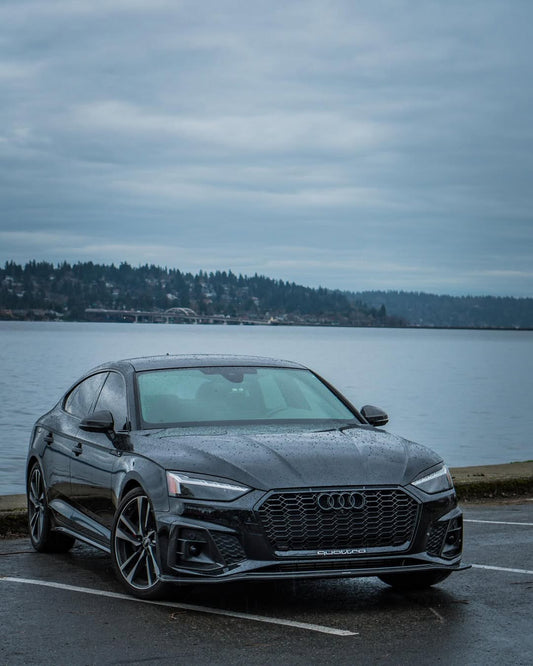 Audi S5 A5 (with s-line bumper, does not base model) B9.5 2020-ON with Aftermarket Parts - V1 Style Front Lip Pre-preg Carbon Fiber from Karbel Carbon