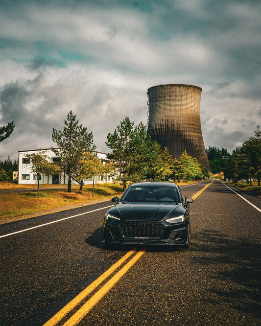 Audi S5 A5 (with s-line bumper, does not base model) B9.5 2020-ON with Aftermarket Parts - V1 Style Front Lip Pre-preg Carbon Fiber from Karbel Carbon