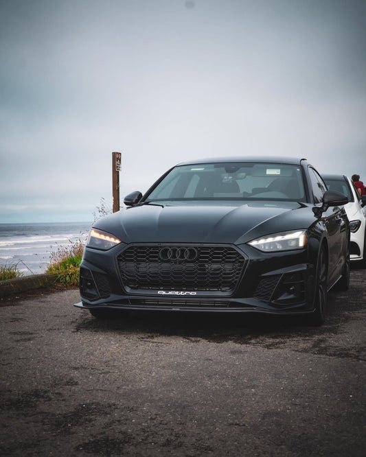 Audi S5 A5 (with s-line bumper, does not base model) B9.5 2020-ON with Aftermarket Parts - V1 Style Front Lip Pre-preg Carbon Fiber from Karbel Carbon