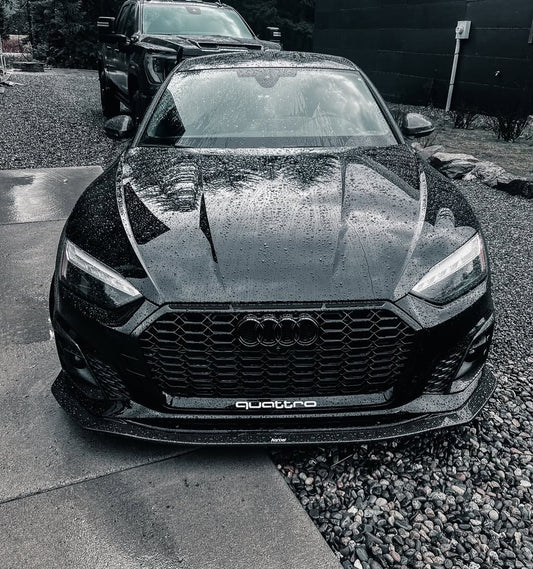Audi S5 A5 (with s-line bumper, does not base model) B9.5 2020-ON with Aftermarket Parts - V1 Style Front Lip Pre-preg Carbon Fiber from Karbel Carbon