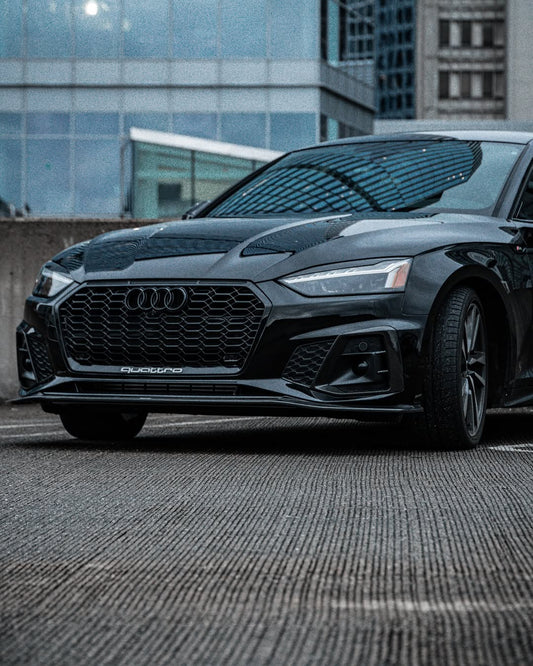 Audi S5 A5 (with s-line bumper, does not base model) B9.5 2020-ON with Aftermarket Parts - V1 Style Front Lip Pre-preg Carbon Fiber from Karbel Carbon