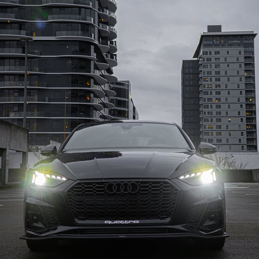 Audi S5 A5 (with s-line bumper, does not base model) B9.5 2020-ON with Aftermarket Parts - V1 Style Front Lip Pre-preg Carbon Fiber from Karbel Carbon