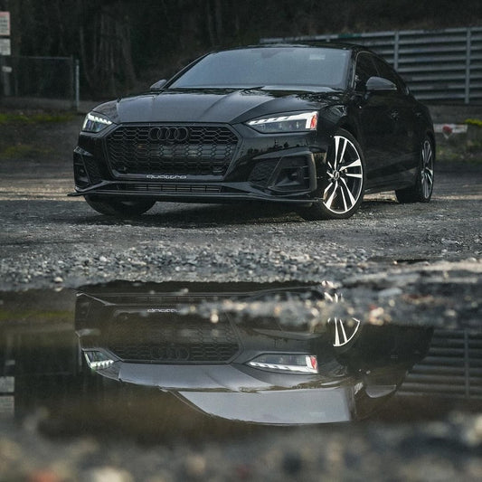 Audi S5 A5 (with s-line bumper, does not base model) B9.5 2020-ON with Aftermarket Parts - V1 Style Front Lip Pre-preg Carbon Fiber from Karbel Carbon