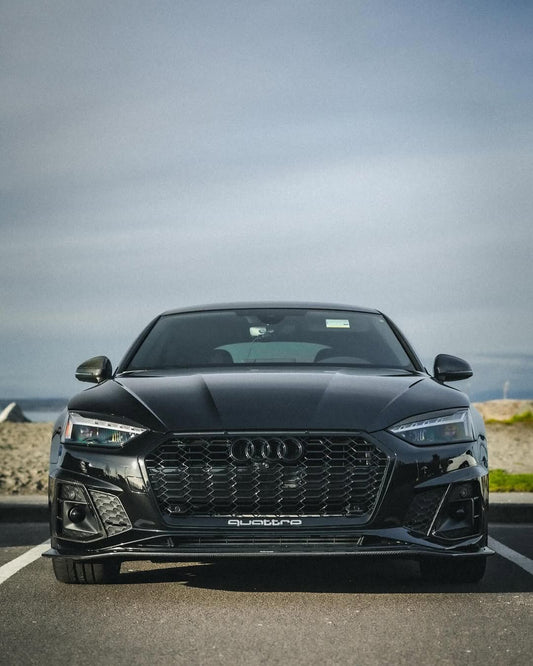 Audi S5 A5 (with s-line bumper, does not base model) B9.5 2020-ON with Aftermarket Parts - V1 Style Front Lip Pre-preg Carbon Fiber from Karbel Carbon