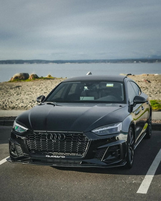 Audi S5 A5 (with s-line bumper, does not base model) B9.5 2020-ON with Aftermarket Parts - V1 Style Front Lip Pre-preg Carbon Fiber from Karbel Carbon