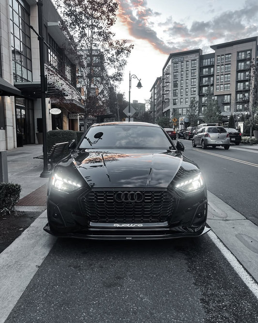 Audi S5 A5 (with s-line bumper, does not base model) B9.5 2020-ON with Aftermarket Parts - V1 Style Front Lip Pre-preg Carbon Fiber from Karbel Carbon