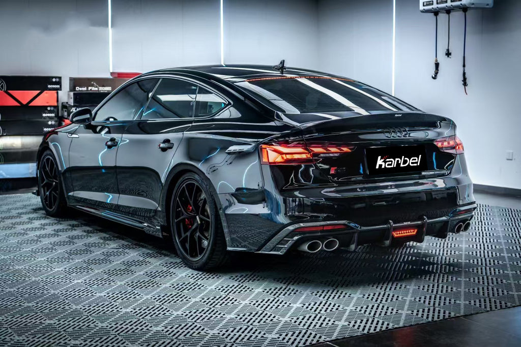 Audi S5 A5 (with s-line bumper, does not base model) B9.5 2020 2021 2022 2023 2024 with Aftermarket Parts - Rear Diffuser Pre-preg Carbon Fiber from Karbel Carbon