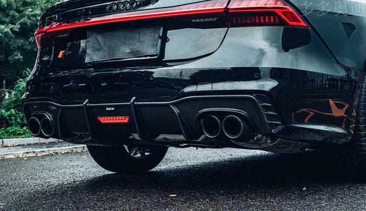 Audi S7 A7 (with s-line bumper) C8 2019-ON with Aftermarket Parts - V1 Style Rear Diffuser Pre-preg Carbon Fiber from Karbel Carbon