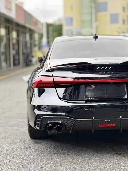 Audi S7 A7 (with s-line bumper) C8 2019-ON with Aftermarket Parts - V1 Style Rear Diffuser Pre-preg Carbon Fiber from Karbel Carbon