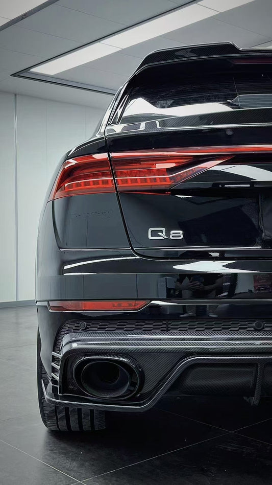 Audi Q8 2019-ON with Aftermarket Parts - V1 Style Rear Diffuser Pre-preg Carbon Fiber from Karbel Carbon