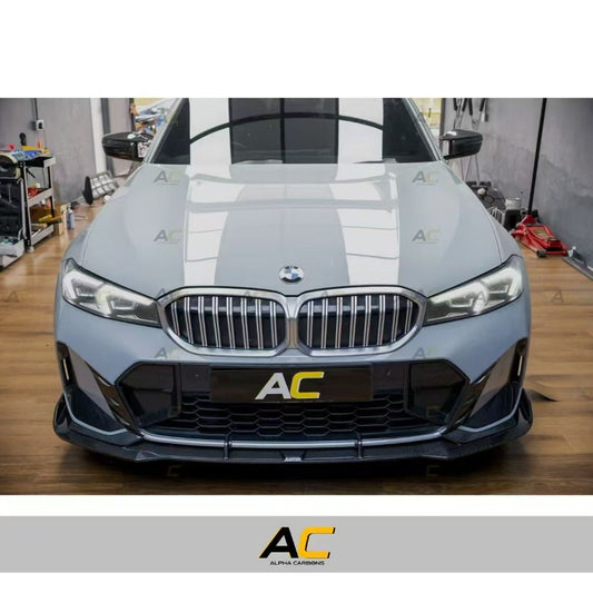 BMW 3 Series 330i (with M-package bumper, does not fit base model) M340i G20 G21 LCI 2023 2024 with Aftermarket Parts - V2 Style Front Lip Pre-preg Carbon Fiber from Karbel Carbon