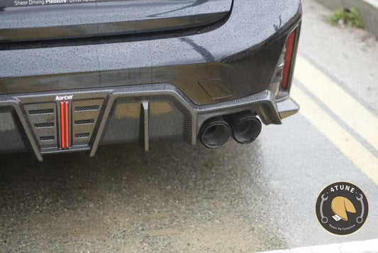 BMW 3 Series 330i (with M-package bumper, does not fit base model) M340i G20 G21 LCI 2023 2024 with Aftermarket Parts - V2 Style Diffuser & Canards Pre-preg Carbon Fiber from Karbel Carbon