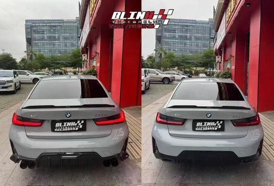 BMW 3 Series 330i (with M-package bumper, does not fit base model) M340i G20 G21 LCI 2023-ON with Aftermarket Parts - Rear Diffuser & Canards Pre-preg Carbon Fiber from Karbel Carbon